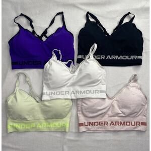 Lot of 5 Under Armour Women's Crossback Mid Sports Bra Size XL Adjustable Padded